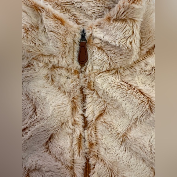 Simply Southern SOFT Ripple Sherpa Pullover Cream & Gold Plush 3/4 Zip Sz Medium - Picture 13 of 14